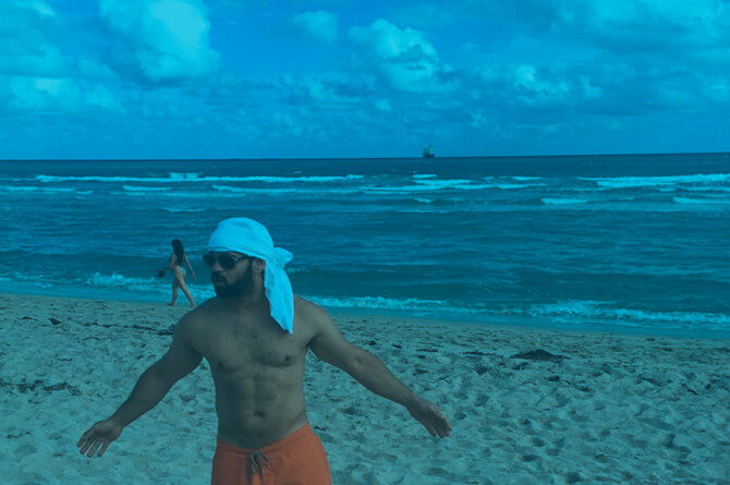 J. White on the beach in Miami Beach